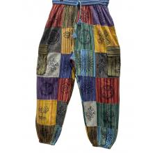 Cotton Multi Patch Block Print Cargo box pocket Drawstring Bottom Closer Yoga Pant (D407)