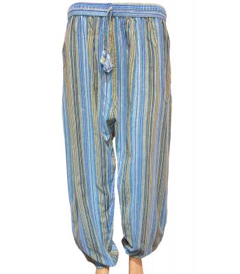 Cotton Box Pocket Drawstring Blue line Festival Yoga Pant (D438)