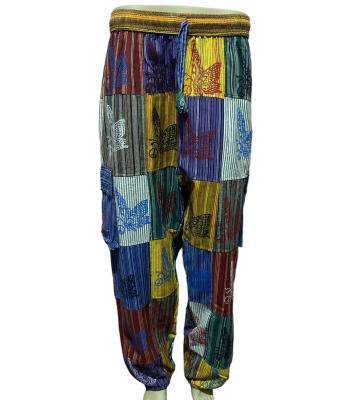 Cotton Patchwork  Multi Butterfly Block Print  Colorful Pants (D452)