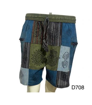Cotton Patchwork Zip Pocket Short D708