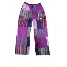 Cotton Ghery Patchwork Stripe  Zip Pocket Pant D768