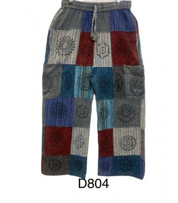 Cotton Patchwork Block Print Moon Cargo Pant D804