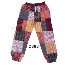 Cotton Multi Solid Patchwork Zip Cargo Jogger Pant D888