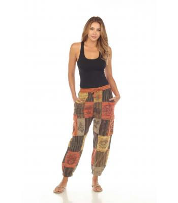 Cotton Multi Patchwork Block Print Himalayan Yoga Pant D891 