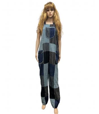 Cotton Blue Multi Color Plain Patchwork Overall D974 