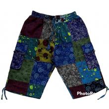 Cotton Multi Print Patchwork Drawstring Tassel  Mushroom Quarter Pant (DT45)