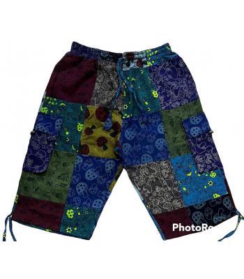 Cotton Multi Print Patchwork Drawstring Tassel  Mushroom Quarter Pant (DT45)