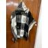 Cotton Block Print Black White Hood O/S Pullover Jacket DT86