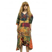 Cotton Multi Print Himalayan Floral V neck Dress HF06