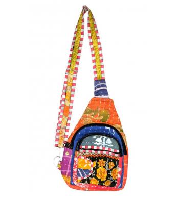 Cotton Hand Stiches Patchwork Kantha Crossbody Bag R25988
