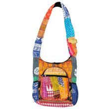 Cotton Hand Stiches Patchwork Side Zip Pocket Kantha Festival Bag R25991