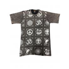 Cotton Stonewash Black Multi Spiritual Symbol T shirts S109