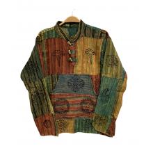 Cotton Patchwork  Pocket  Round Neck Three Button Summon Kurtha (SL501)