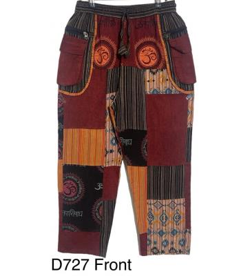 Cotton Wash Zip Pocket Orange Multi Yoga Pant D727 
