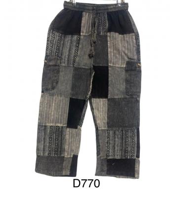 Cotton Stonewash Patchwork Black & White Pant D770 