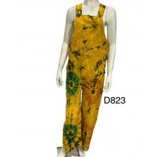 Cotton Tie Dye Mustard Multi Swirl Overall D823