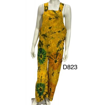 Cotton Tie Dye Mustard Multi Swirl Overall D823