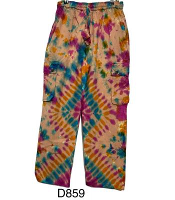 Cotton Multi Tie Dye Box Cargo Pant D859