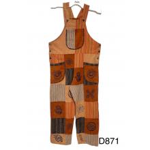 Cotton Brown Multi Block Print  Overall Jumpsuit D871