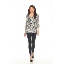 Women's B/W Multi Line Button Cardigan Jacket KCT2486
