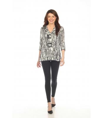 Women's B/W Multi Line Button Cardigan Jacket KCT2486 