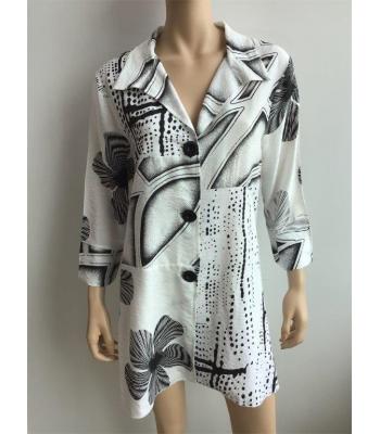 Women's B/W Floral Button Cardigan Jacket KE2432