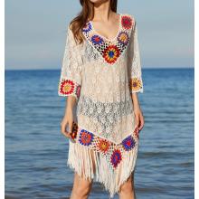 Lace  Crochet  Floral White  Tunic  KG55