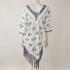 Eagle Eye Fringe V neck  3/4 SLV Beach Top KG50