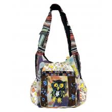 Cotton/ Hemp Tie Dye Owl with Mushroom Pocket Bag RIB2280