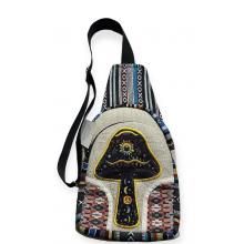Cotton Hemp Eye Black Mushroom Crossbody  Bag RIB24964