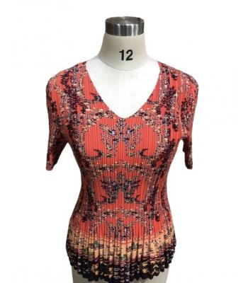 Red Floral Pleated Top SK27771