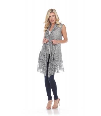  Lace Emb Long Vest (KBS2089) PREPACK
