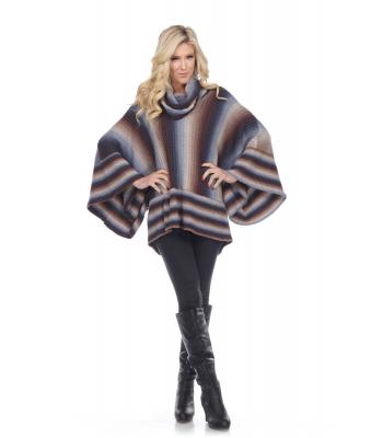 Lady's Knitted Poncho Sweater Wholesale (KN20046 PREPACK)