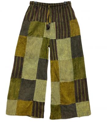 Cotton Muti Patch Forest Green Palazzo Pant D1020 