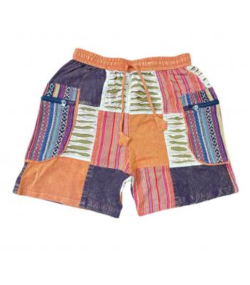 Cotton Multi Patch Razor Work  Zip Pocket Cali Short D1052 