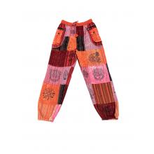 Cotton Patchwork Hand Brush Rust Grand Canyon Pant D1003