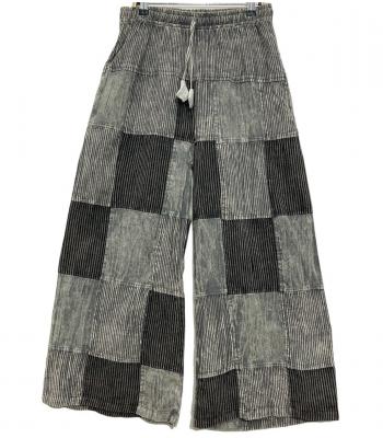 Cotton Multi Black & Grey Cali Palazzo Pant D1018 