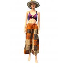Cotton Multi Color Block Print Patchwork Palazzo Pant D1028