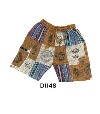 Cotton Patchwork Block Print Zip Grand Canyon Short D1148 