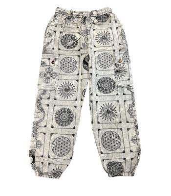 Cotton Multi Grey Yoga Symbol Meditation Pant D1183