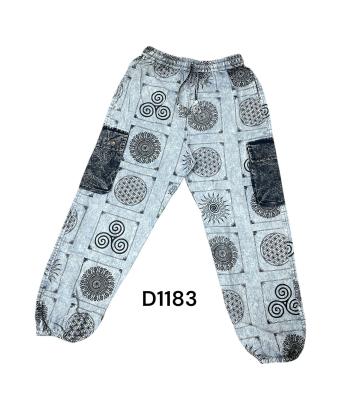 Cotton Multi Grey Yoga Symbol Meditation Pant D1183