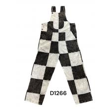 Black and White Checkerboard Vintage Overall Jumpsuit D1266