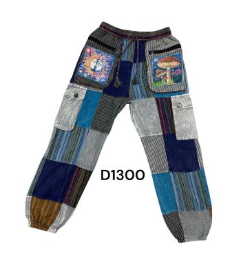 Cotton Embroidery Sun Moon Mushroom Gypsy Cargo Pant D1300 