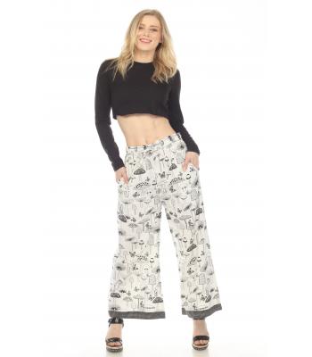 Cotton Black & White Mushroom Plazzo Pant D862 