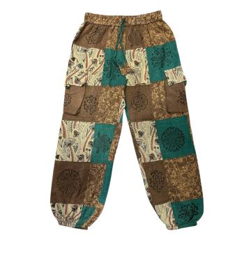 Cotton Patchwork Brown Mushroom Cargo Pant DT93