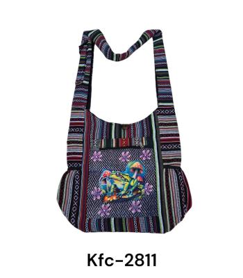Cotton Multi Blue Mushroom Floral Frog Bag KFC2811