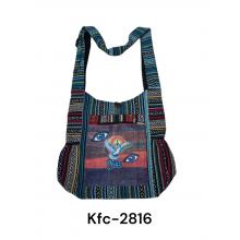 Co tton Multi Color Side Pocket Peace & Third Eye Bag KFC2816
