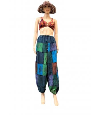 Cotton Stonewashed Patchwork Block Print PingPong Yoga  Pant KTK25696 