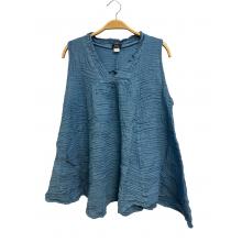 Cotton Crinkle Soft  Sleeve Less Sky Blue Pocket Top KTK451
