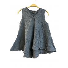 Cotton V neckline Asymmetric A line Pocket Gray Tunic Dress KTX2545